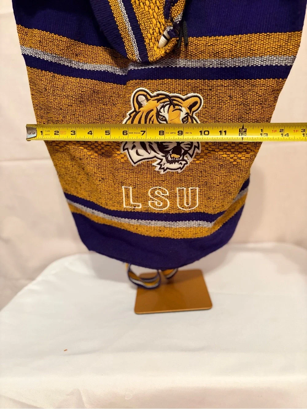 LSU Tigers Knit Drawstring Backpack — Purple & Gold